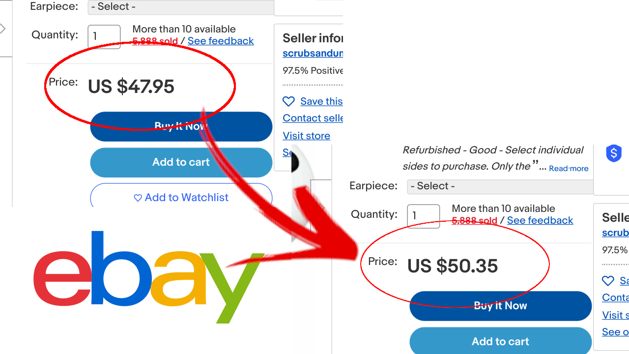 Increasing the price of a product from eBay by 5%