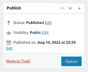 Publish the settings by clicking to the 'Publish' or 'Update' button