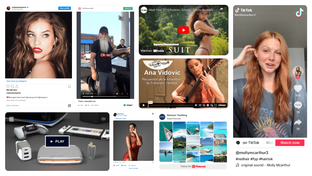 Examples of social media posts embedded by the plugin automatically